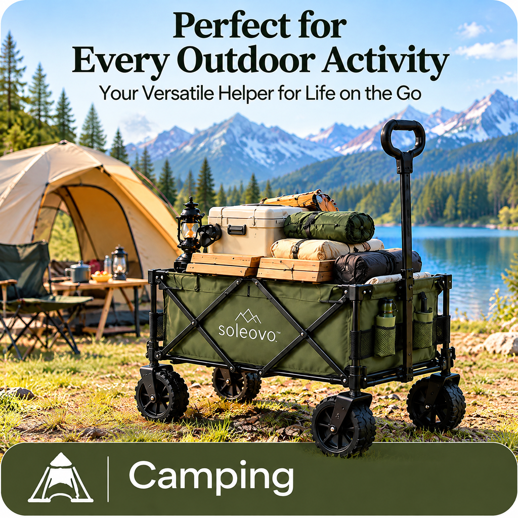 soleovo™ Folding Camping Wagon Cart with All-Terrain Wheels