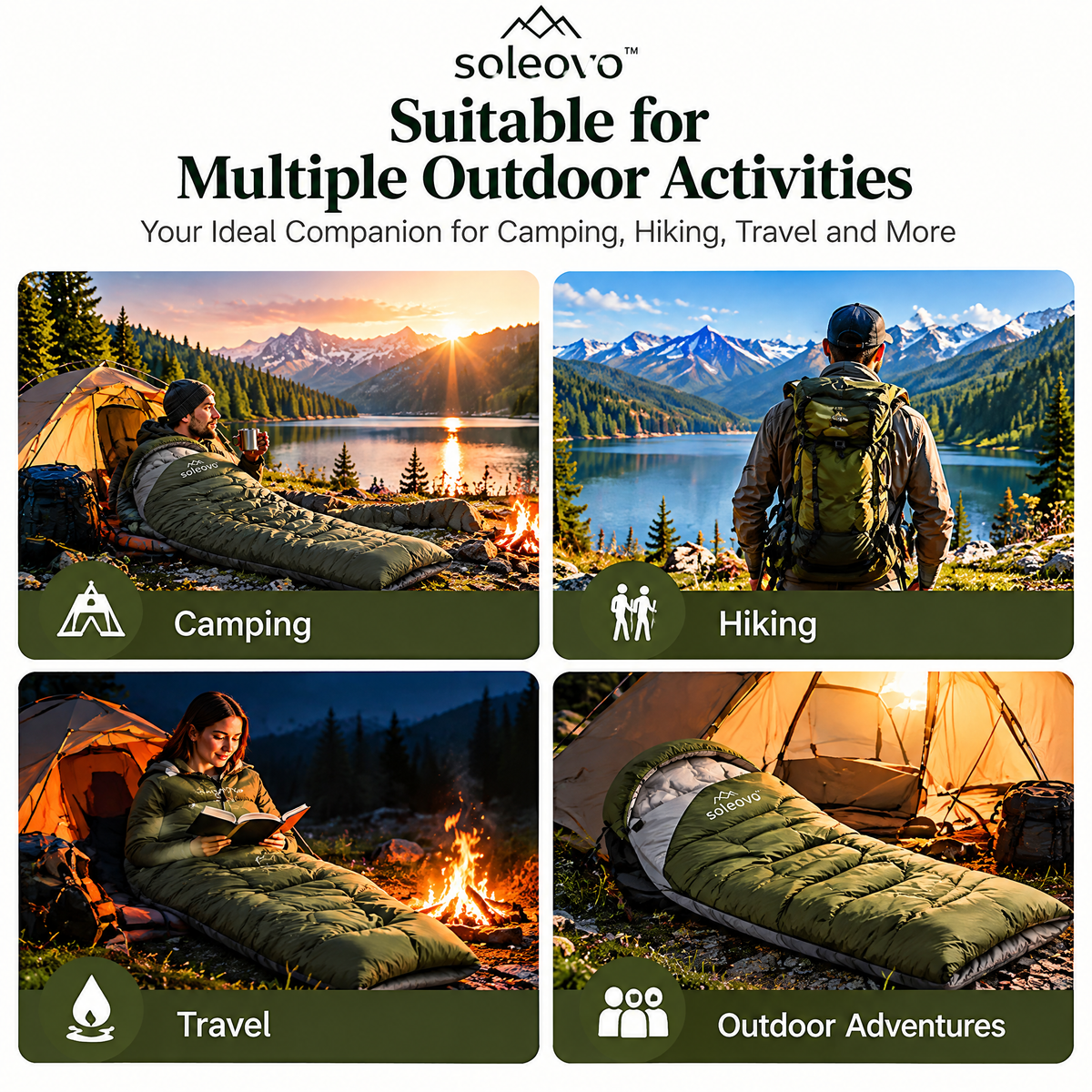 soleovo™ Lightweight Sleeping Bag for Camping & Backpacking