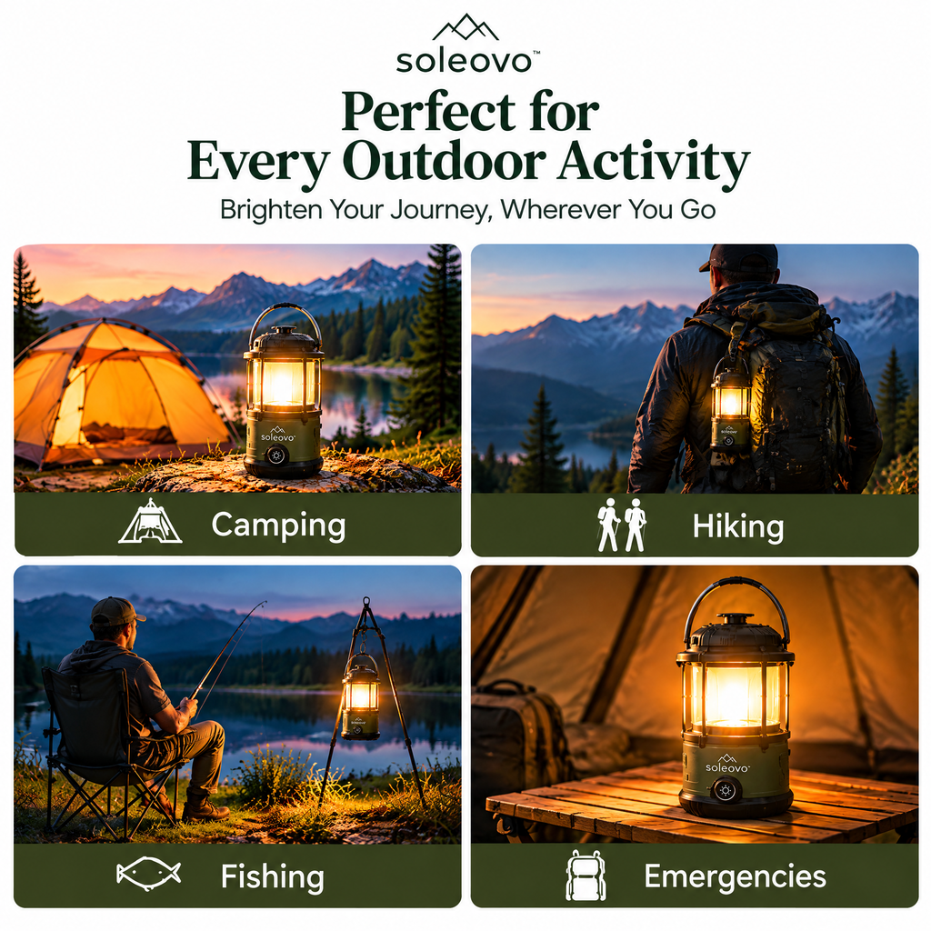 soleovo™ Outdoor LED String Lights with Camping Hanging Hooks