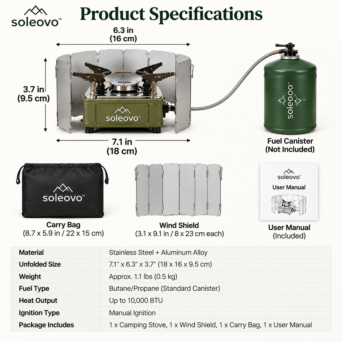 soleovo™ Portable Camping Stove with Wind Protection System