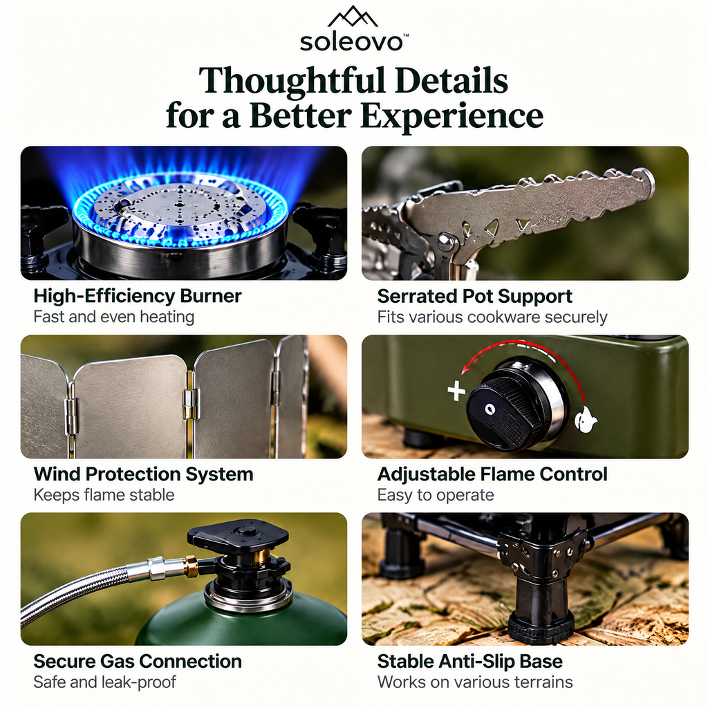 soleovo™ Portable Camping Stove with Wind Protection System