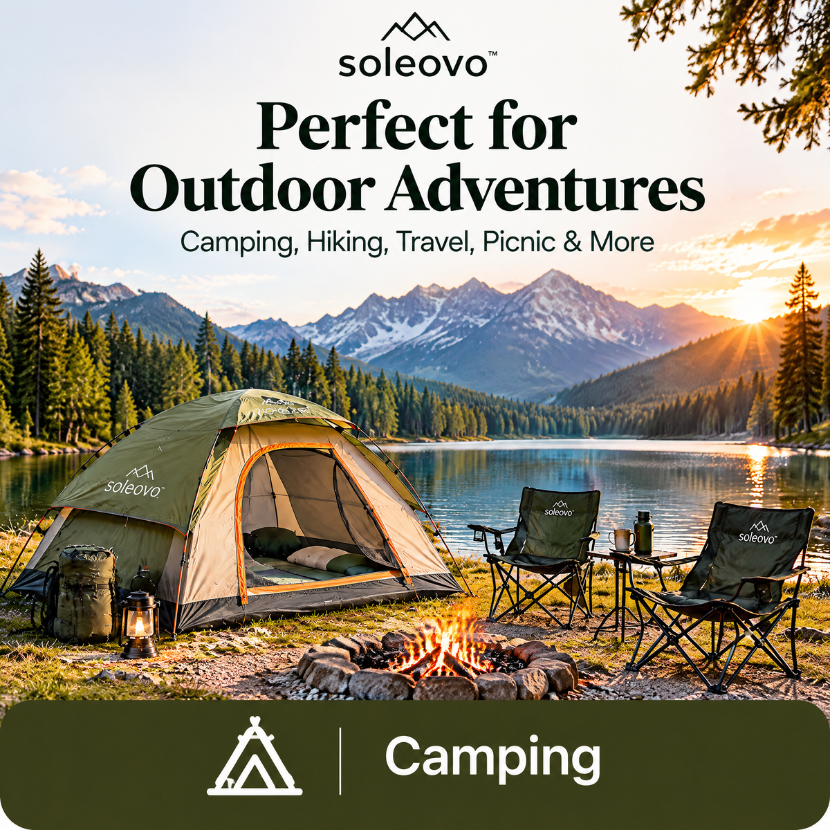 soleovo™ Waterproof Camping Tent for 2-4 People