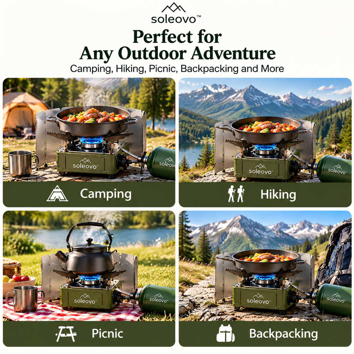 soleovo™ Portable Camping Stove with Wind Protection System