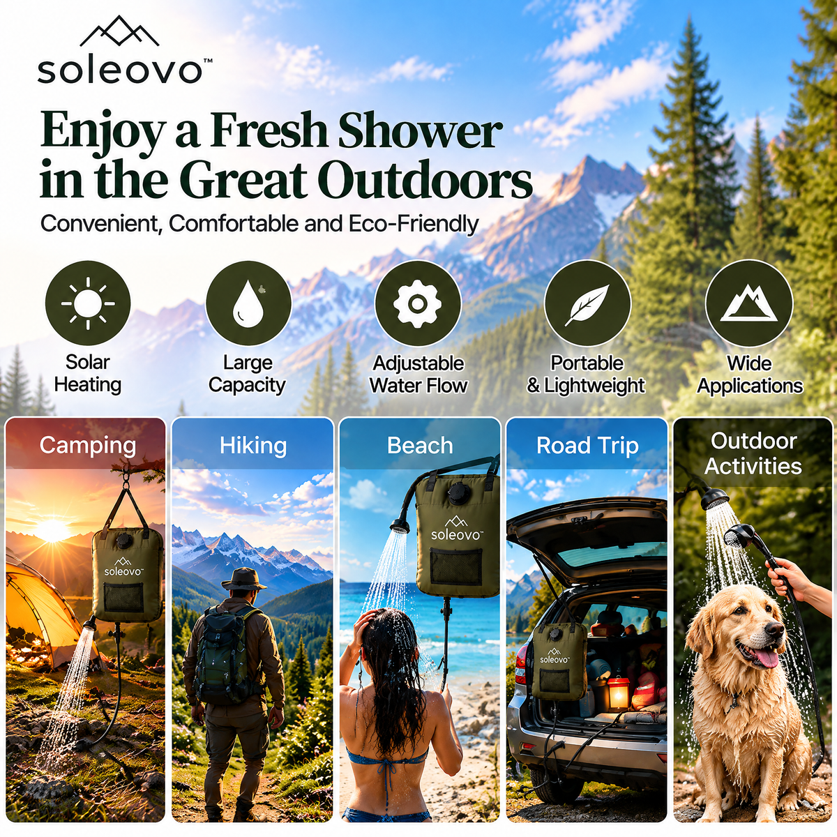 soleovo™ Portable Outdoor Camping Shower System