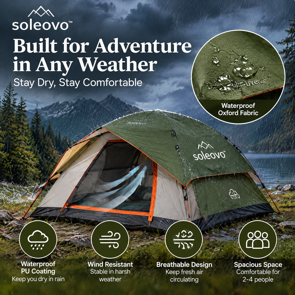 soleovo™ Waterproof Camping Tent for 2-4 People