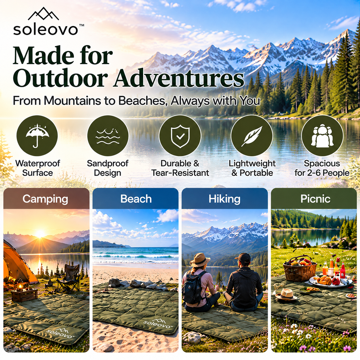soleovo™ Waterproof Outdoor Camping Blanket