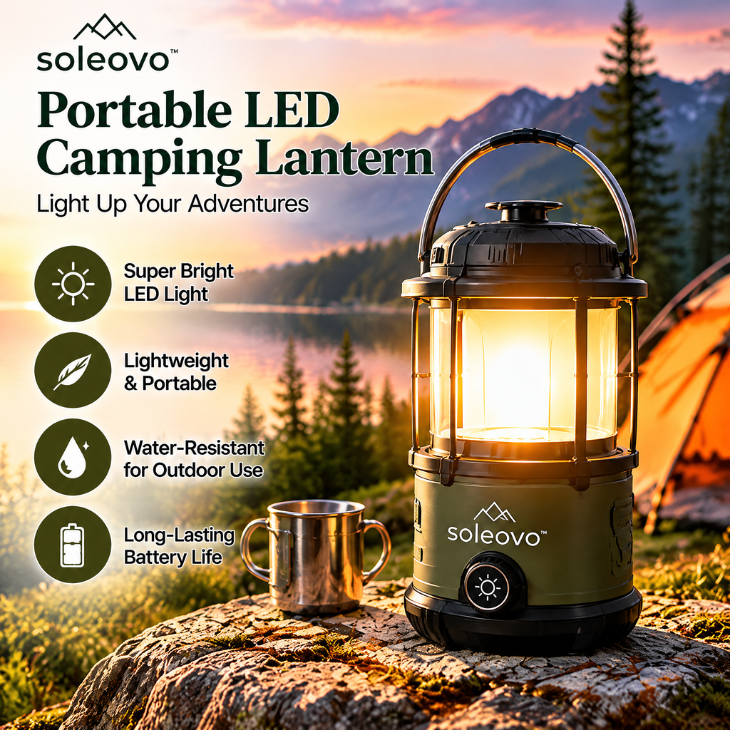 soleovo™ Outdoor LED String Lights with Camping Hanging Hooks