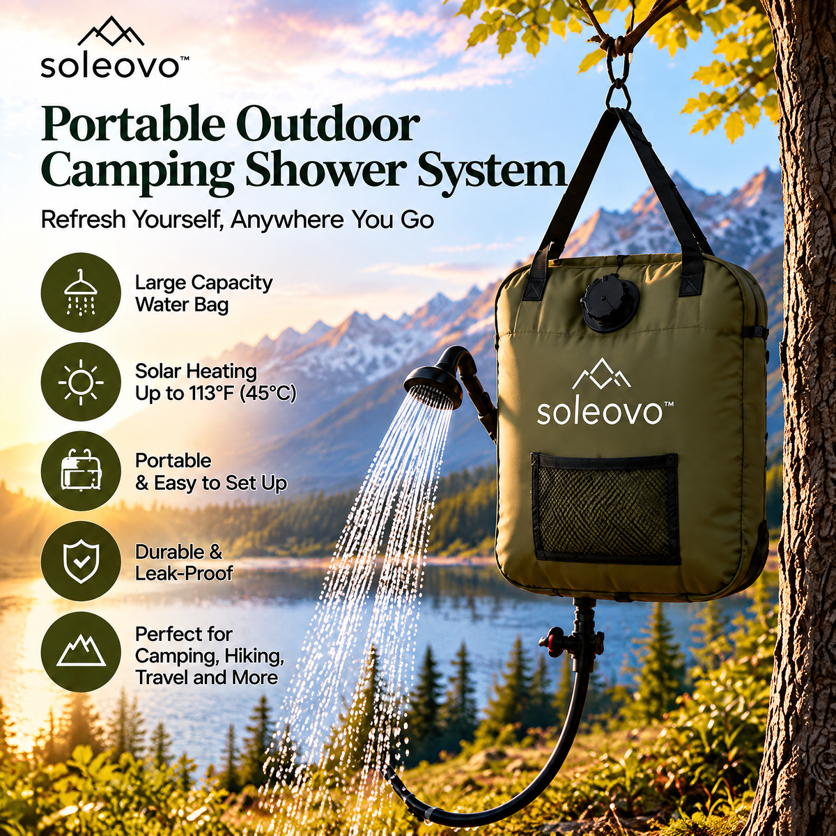 soleovo™ Portable Outdoor Camping Shower System