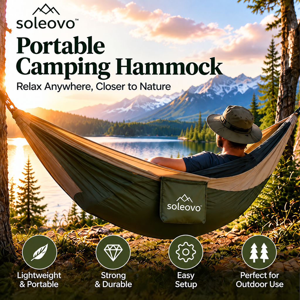 soleovo™ Portable Camping Hammock with Tree Straps