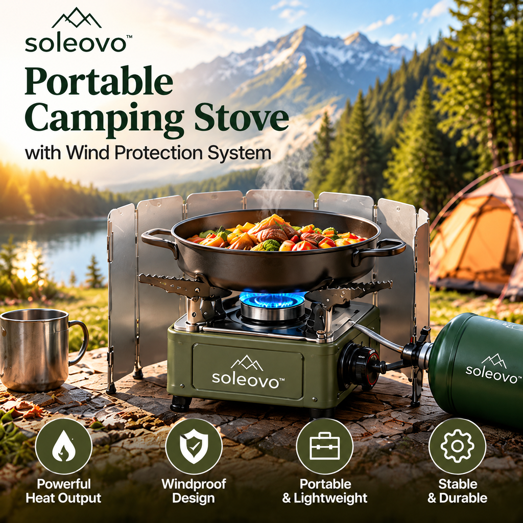 soleovo™ Portable Camping Stove with Wind Protection System