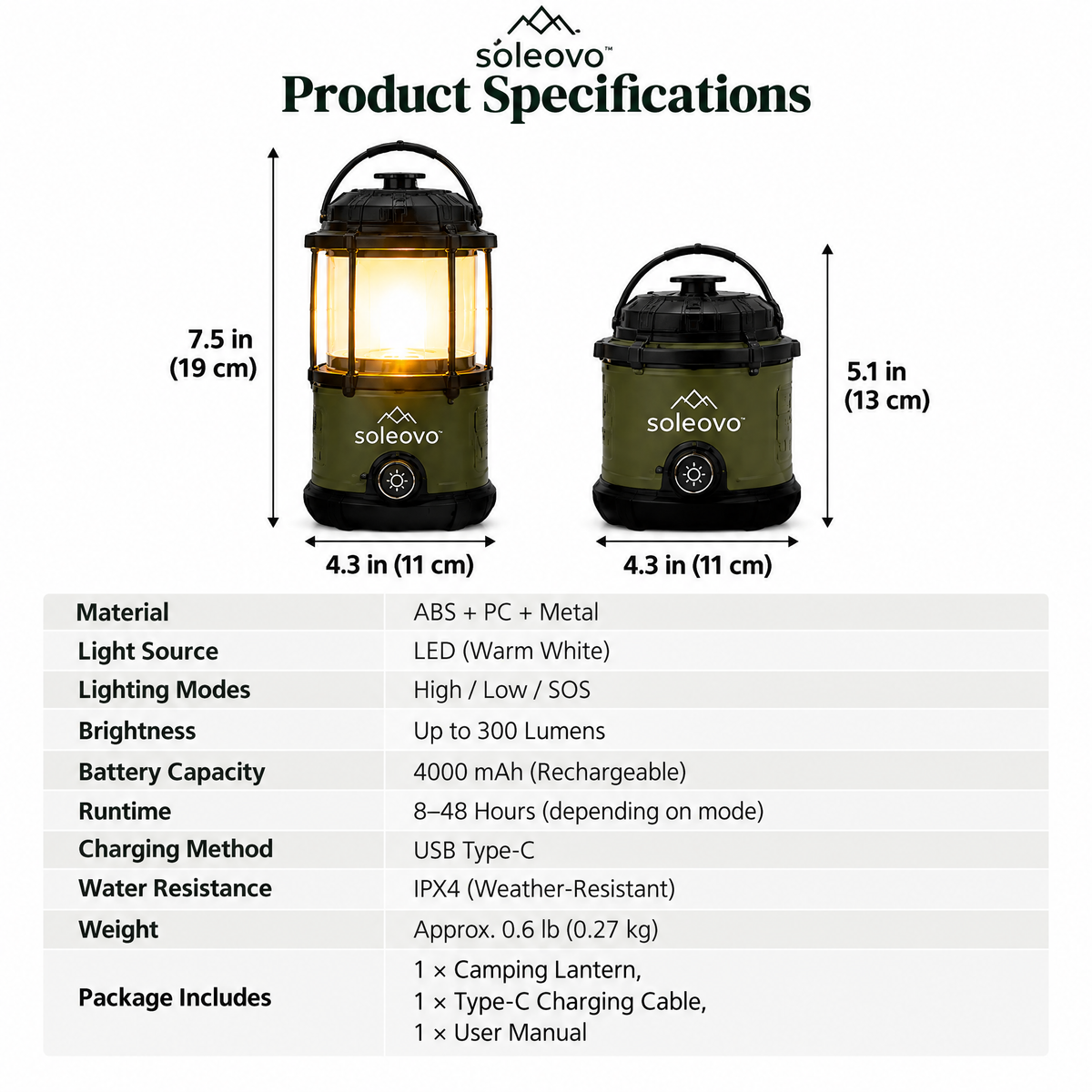 soleovo™ Outdoor LED String Lights with Camping Hanging Hooks