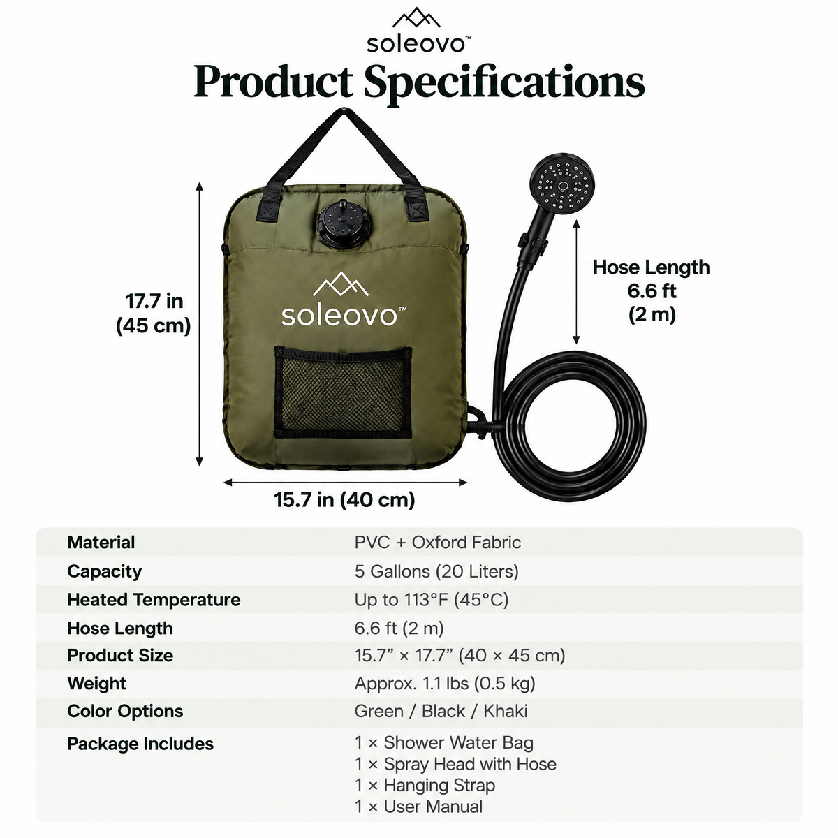 soleovo™ Portable Outdoor Camping Shower System